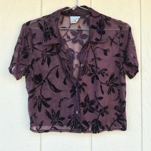 Collared button down crop top